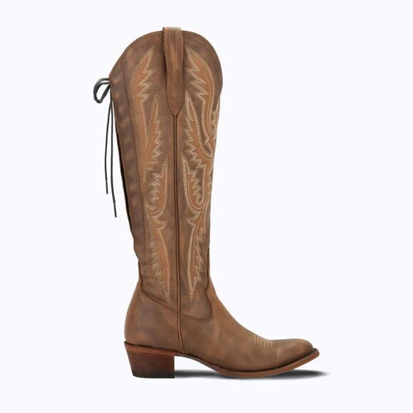 🆕Women Brown Polyurethane Over the Knee Adjustable Thigh High Cowgirl Boot - Picture 4 of 8